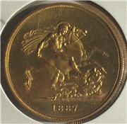 1887 Gold Five-Pound Reverse